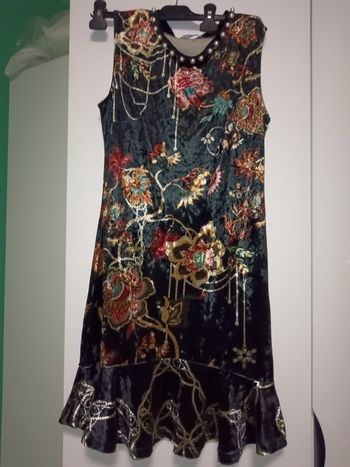 Robe sans manches en velours imprimé floral taille S/M