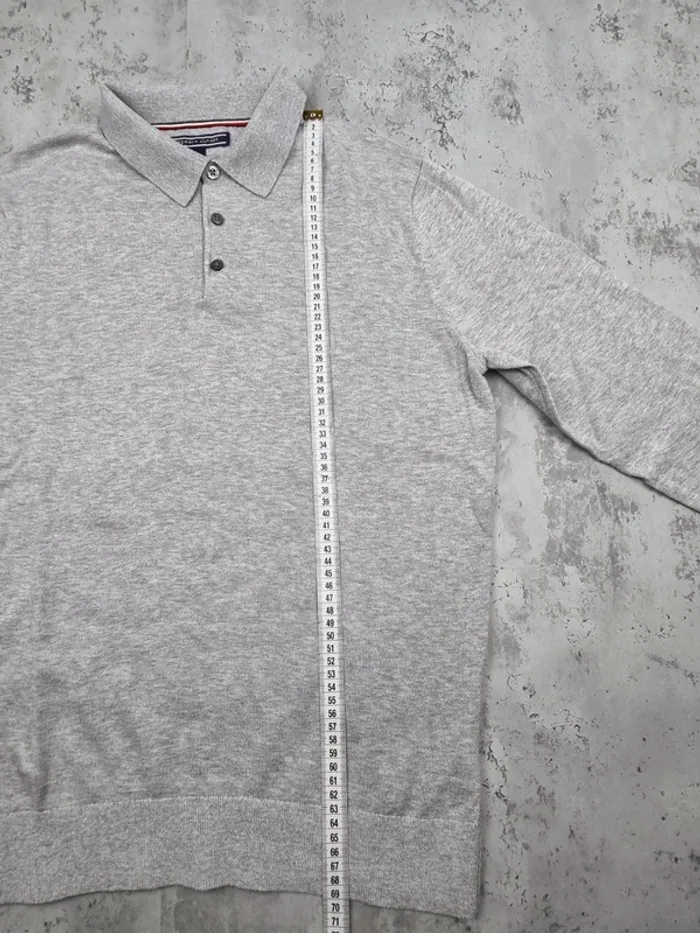 Polo manches longues gris Tommy Hilfiger – Taille L Homme (mesures en photos) - photo numéro 5
