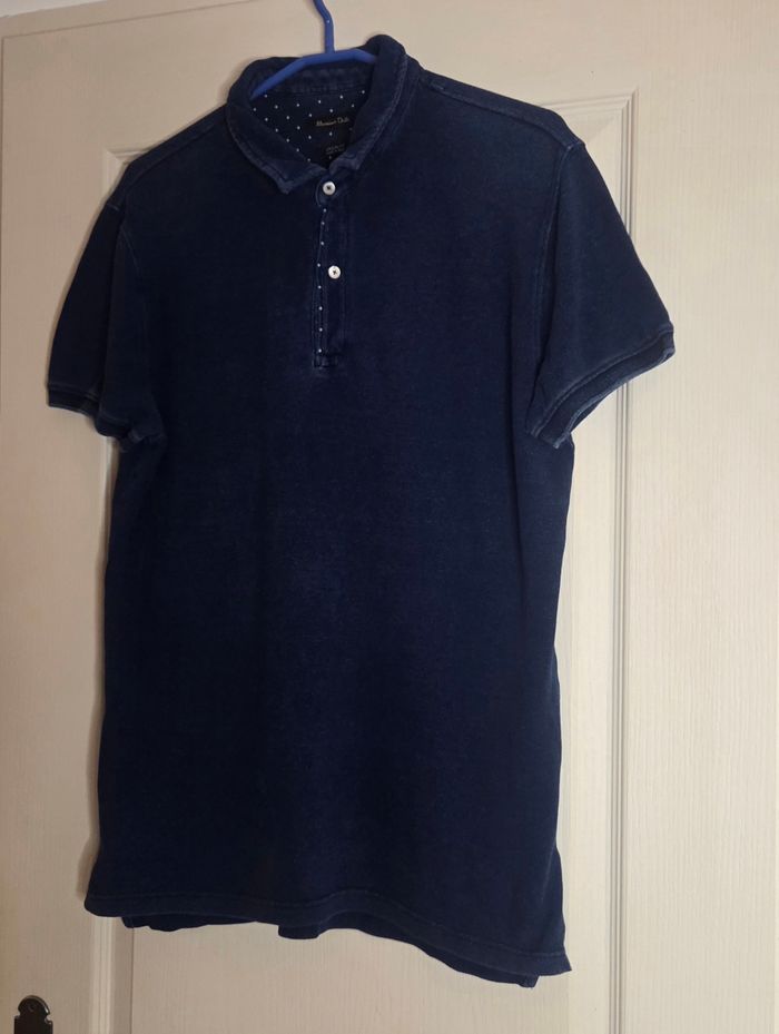 Polo Massimo Dutti Casual Fit – Bleu marine effet délavé chic – Très bon état