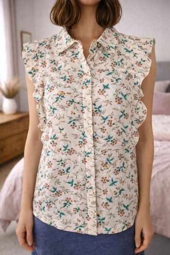 Neuf Chemise sans manches / top Capucine Claudie Pierlot imprimé floral taille 40