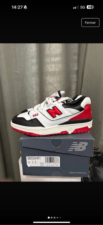 New Balance 550 Black Red White taille 41.5 neuve