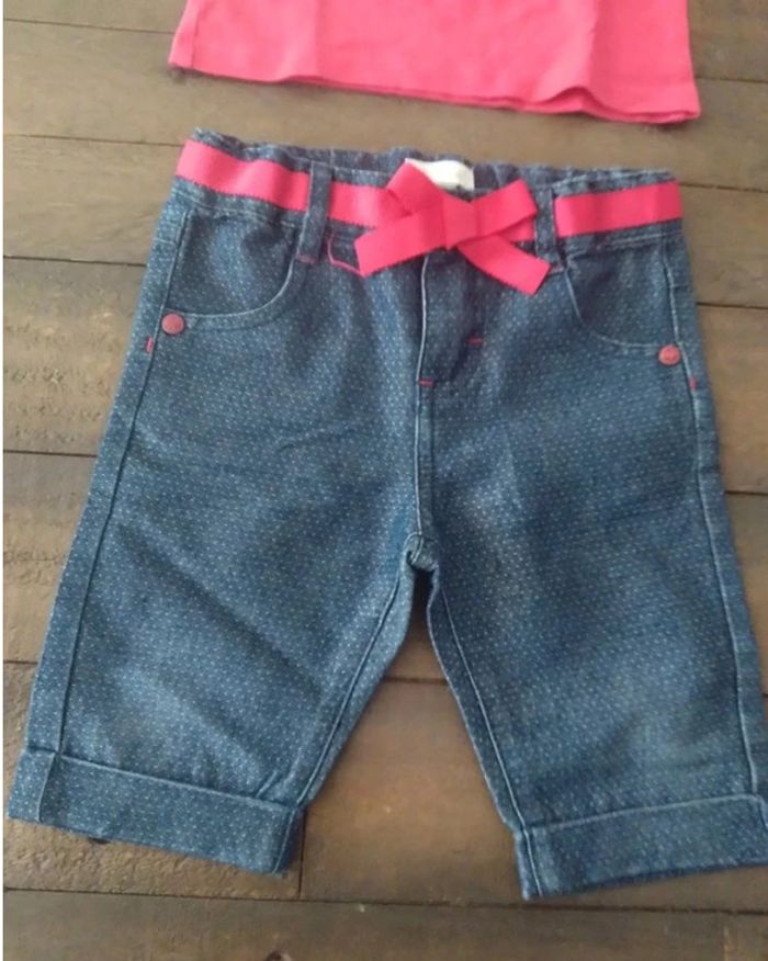 Ensemble bébé fille rose et bleu été 12 mois - photo numéro 2