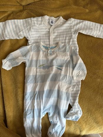Lot de 2 pyjamas long petit bateau à rayures 3 mois