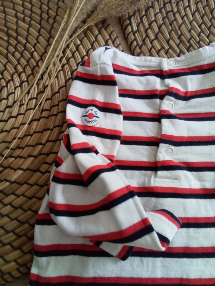 Ensemble salopette jean + tee shirt marin Terre de Marins taille 6 mois - photo numéro 9
