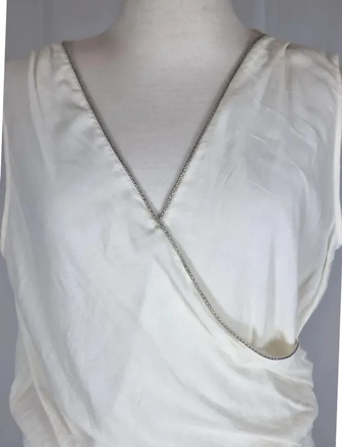 Robe courte Maje légère crème et dentelles blanches T1/36/S - photo numéro 3