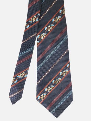 Cravate Philippe Vendôme Paris Polyester Motif floral Bleu marine