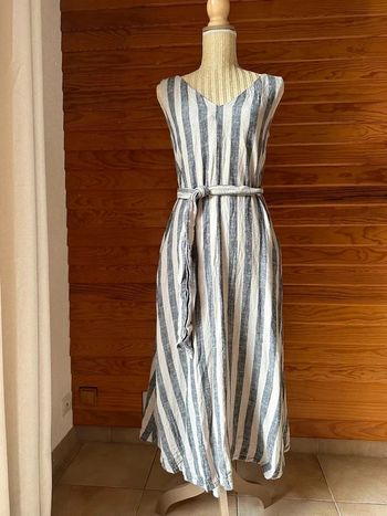 Robe longue Mango en lin et viscose S