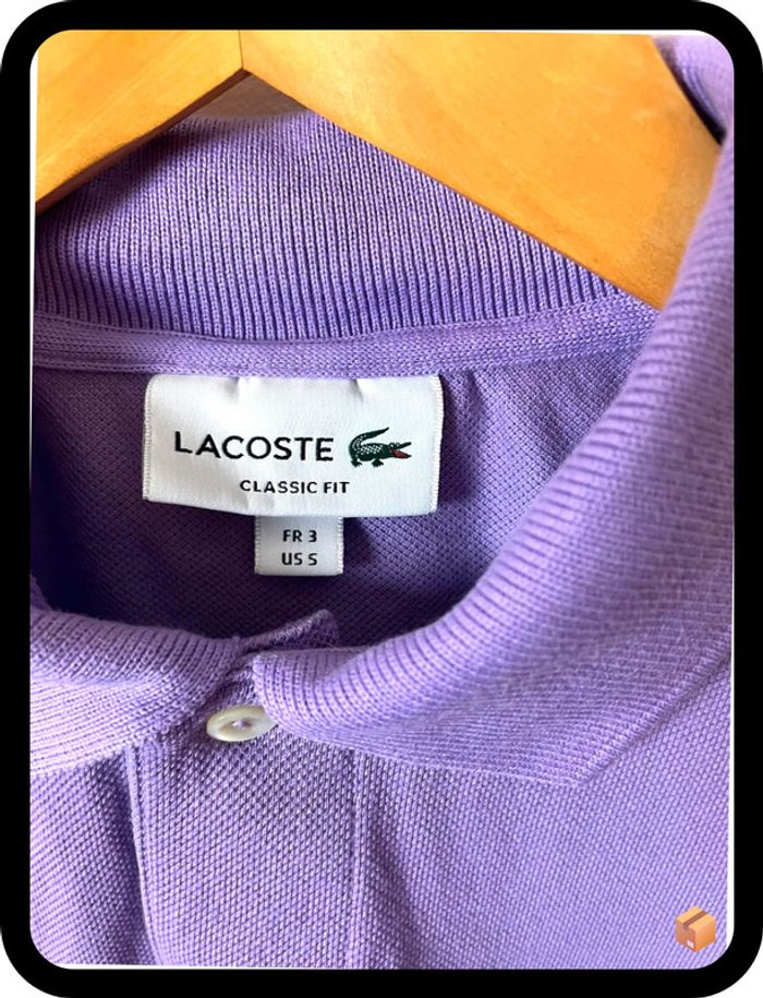 Polo Lacoste Homme manches longues – Coloris lila – Taille 3 M – Modèle L1312 - photo numéro 3