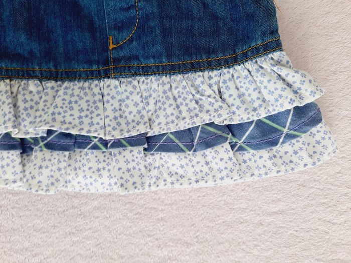 Robe en jean bleu foncé bas volanté liberty 9 mois Tissaia - photo numéro 3