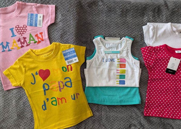 NEUF, lot de 2 débardeurs, 4 tee-shirts, 6 mois/68 cm