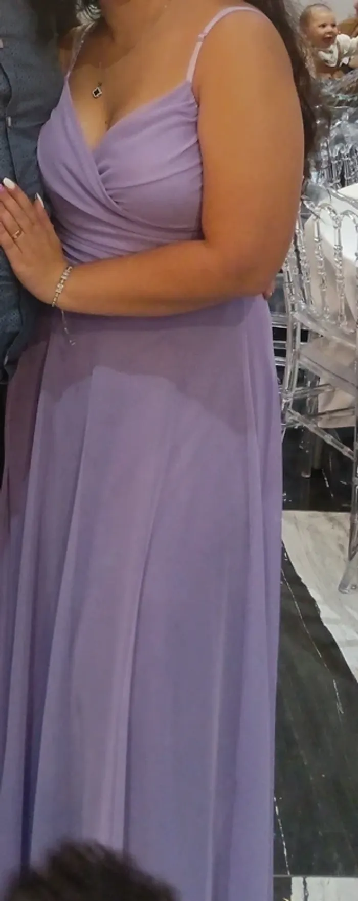Robe violette à dentelles bretelles réglables Taille unique - photo numéro 2