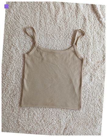 Crop top beige côtelé Sud Express - T2 - style minimal Y2K