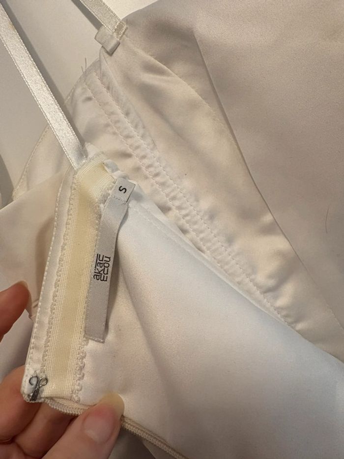 Robe longue cocktail S noir et crème - photo numéro 5