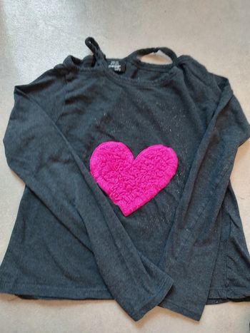 T-shirt pge one young 10 12 ans gris avec cœur Rose
