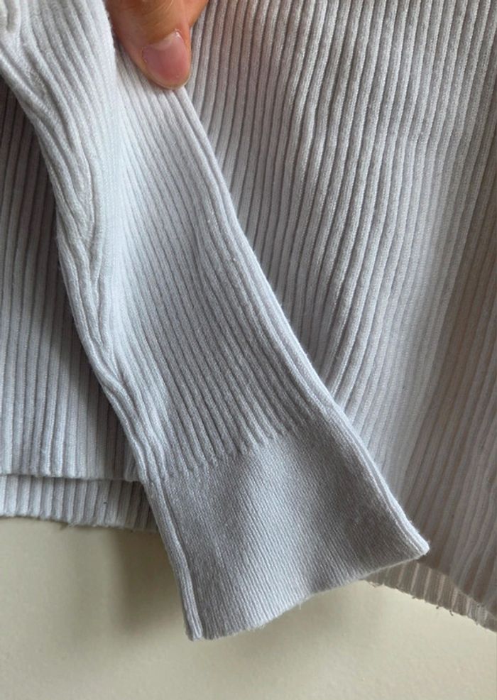 Pull court côtelé blanc Vintage Dressing - manches longues taille XS - photo numéro 2