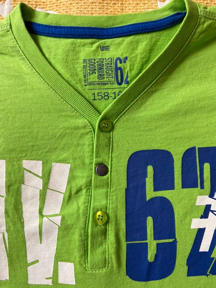 Tee-shirt vert We taille 14 ans 158-164 100% coton, manches courts, col en V, neuf - photo numéro 8