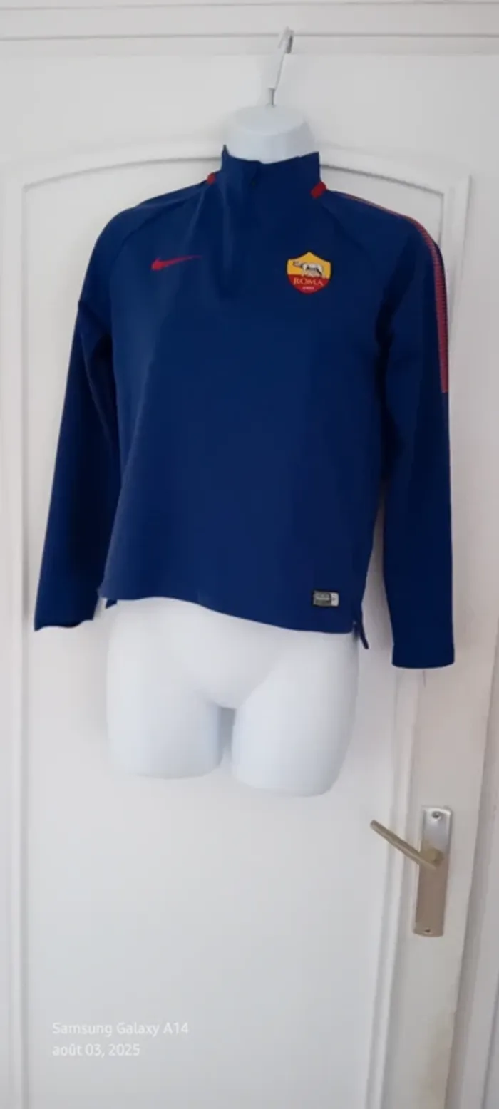 Sweat col zippé manches longues football As Roma nike bleu garçon 10/12 ans nike - photo numéro 6