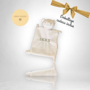 Peluche Doudou rectangle ours blanc Ikks gris  DP120