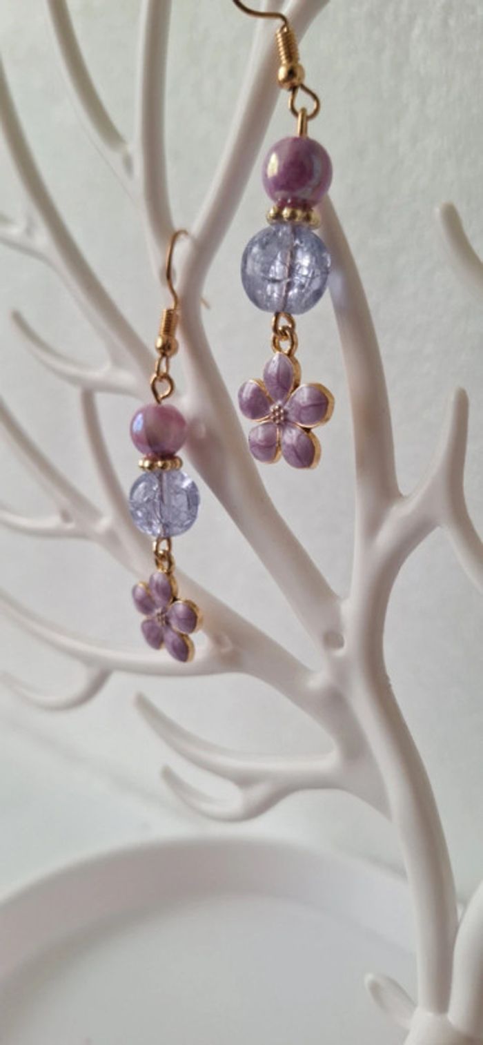 Boucles d'oreilles fleur - photo numéro 3