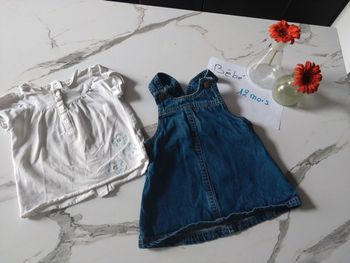 Robe en jean influx et t shirt blanc t 12 mois
