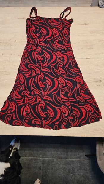 Robe d été à bretelles, rouge et noire, Exo-Tic Creation, taille unique (XS à L)
