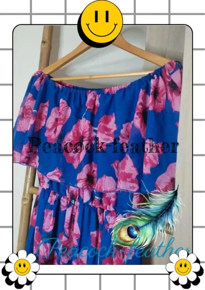 Robe longue fleurie bleue et rose TU - photo numéro 2