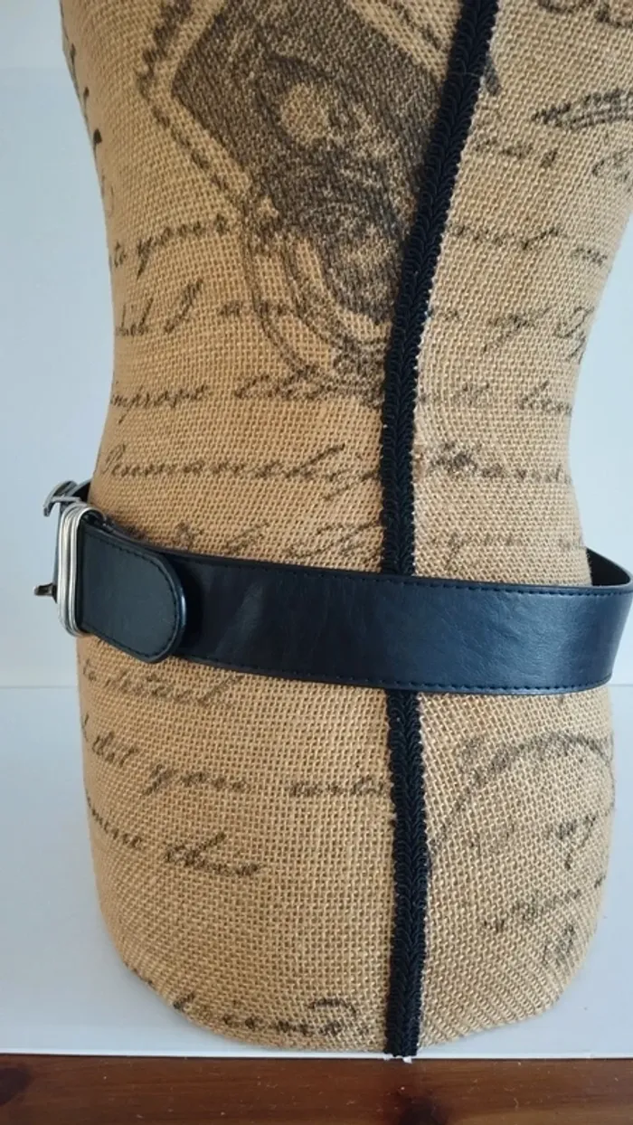 Ceinture noire boucle argenté 80 cm - photo numéro 6