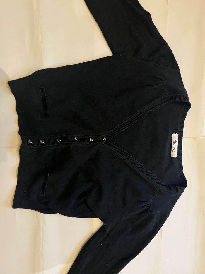 Cardigan manches longues noir basique boutonnée fiona taille S - photo numéro 4