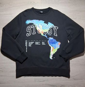 Sweat Stussy World Tour noir logo carte – taille M