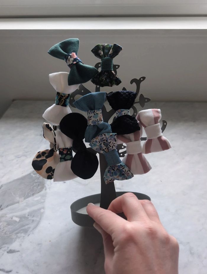 Noeud barrette fait main liberty/vert - photo numéro 3