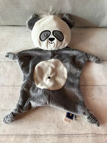 Doudou plat panda 🐼 gris blanc Manhattan toy