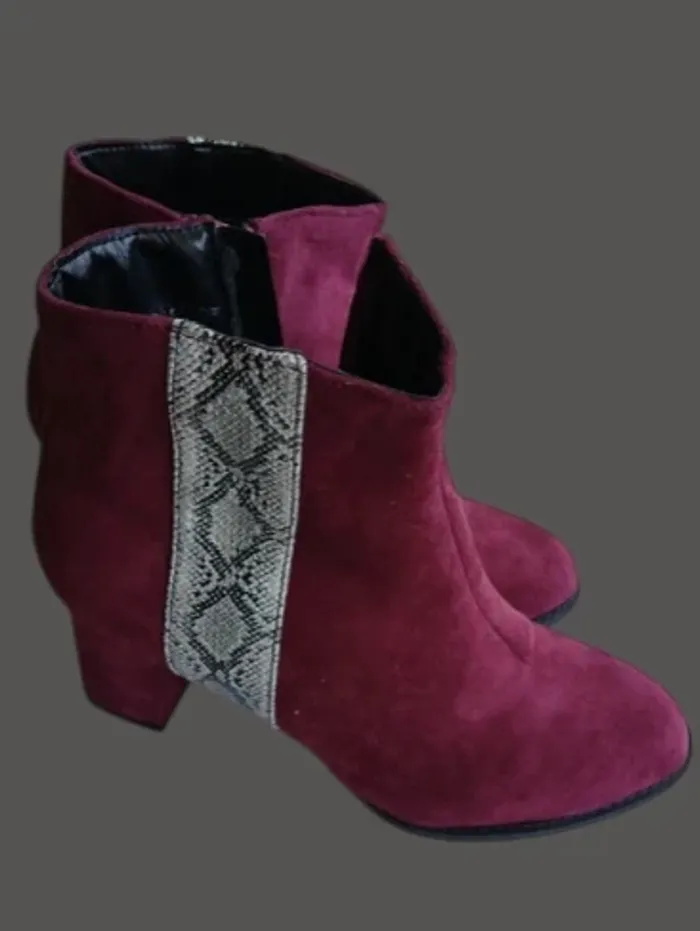 Bottines bordeaux en daim - photo numéro 3