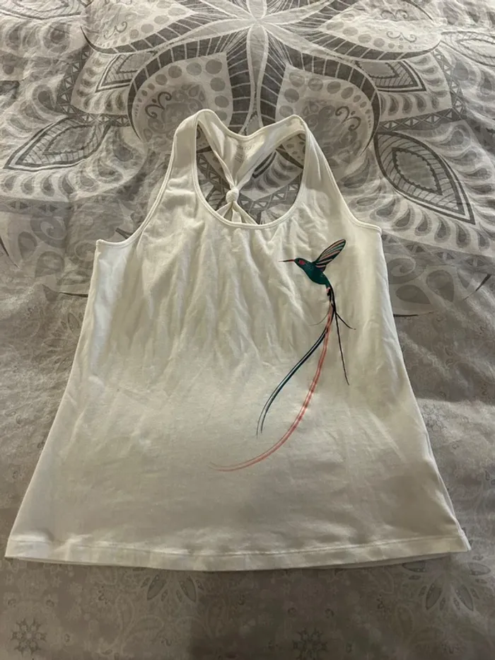 Débardeur blanc motif colibri