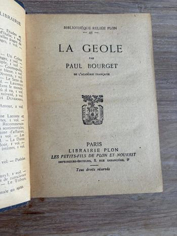 La Géôle de Paul Bourget
