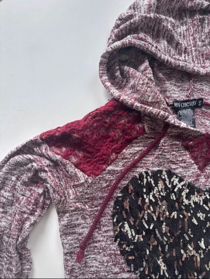 Haut à capuche Miss Chievous femme – motif cœur – taille S - photo numéro 3