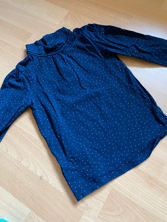 Pull col roulé marine à pois blancs Kiabi Taille 5 ans