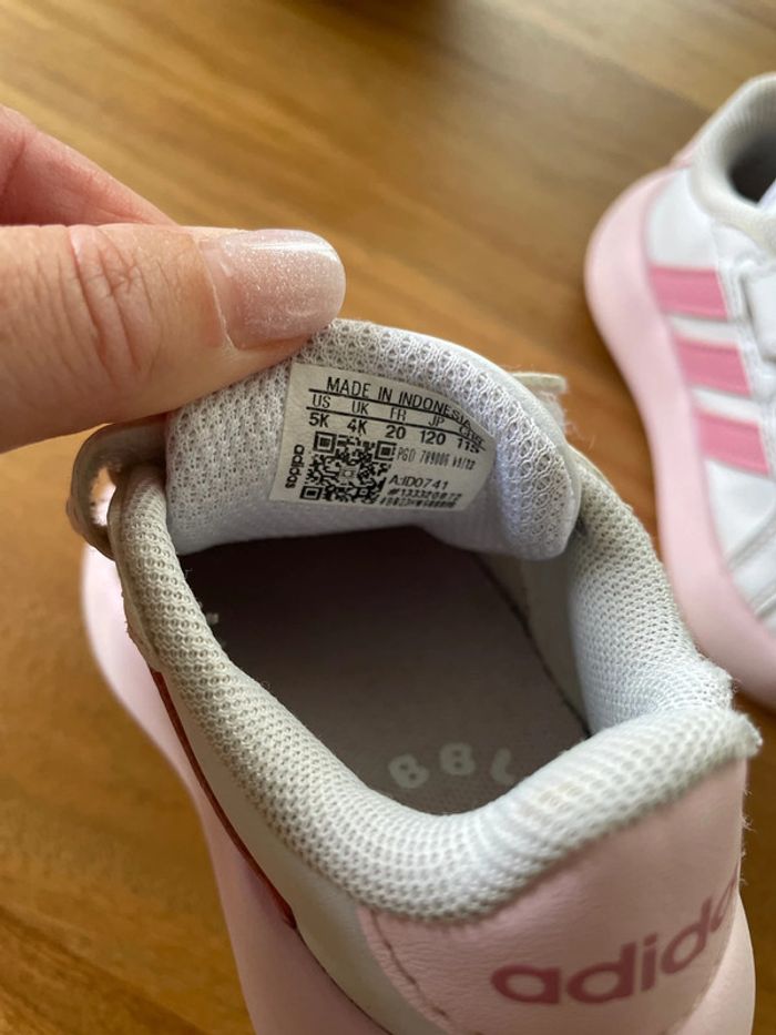 Basket adidas grand court blanche et rose T.20 - photo numéro 8
