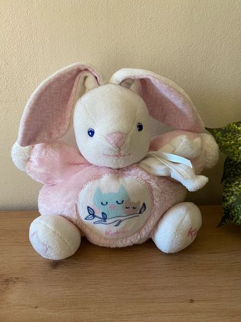 Doudou lapin boule rose hibou feuille je suis ton kaloo