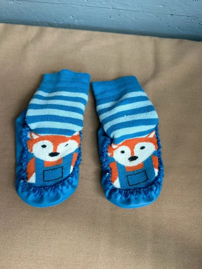 Chaussette - chausson bleu renard taille 20 - photo numéro 4