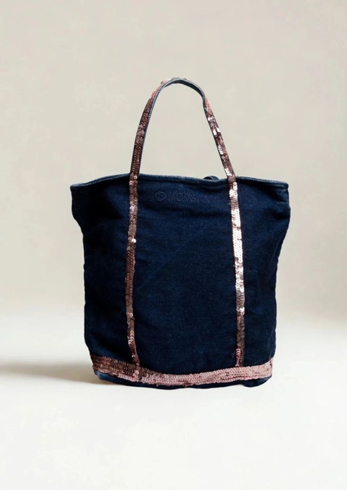 Sac cabas en jean bleu foncée et sequins • Denim & Sequins Tote Bag Morgan