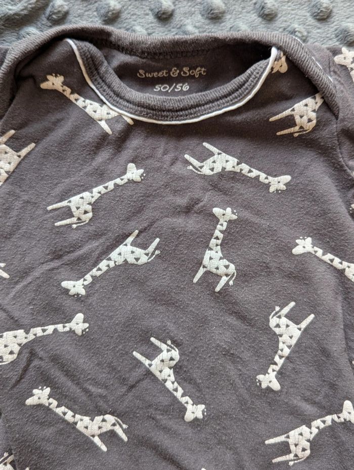 Lot Body Manches Longues Girafe & Pantalon Premaman, Taille 1 Mois 🦒 - photo numéro 6