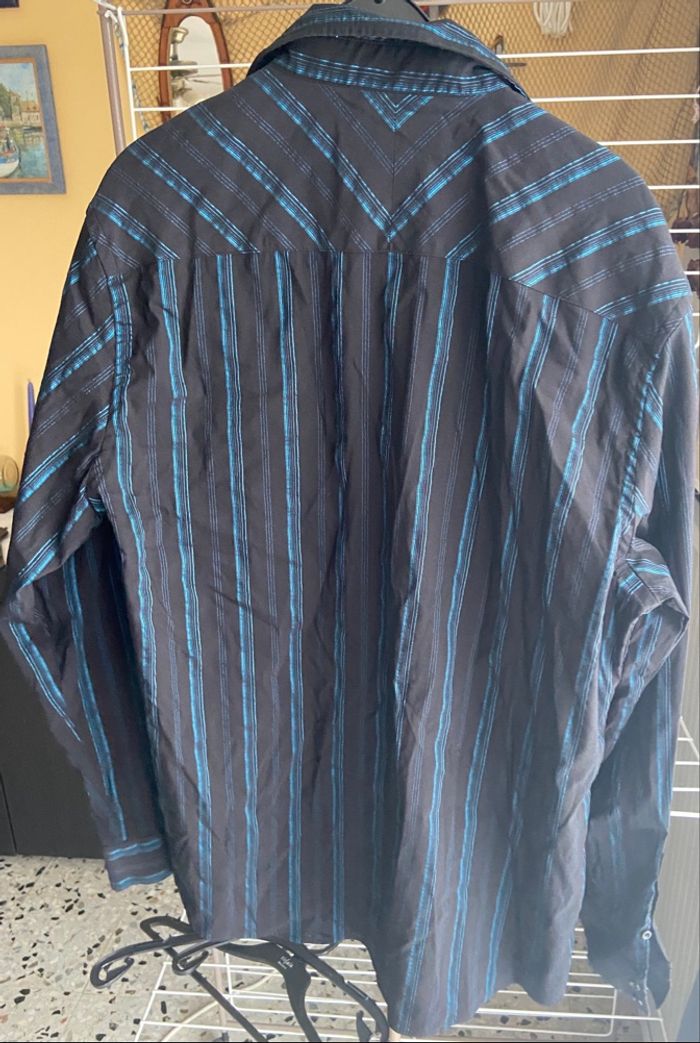 Chemise noir rayé turquoise - photo numéro 4