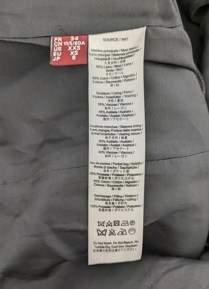 Manteau zippé demi saison 50% laine 50% coton - Comptoir des cotonniers - taille XS - photo numéro 4