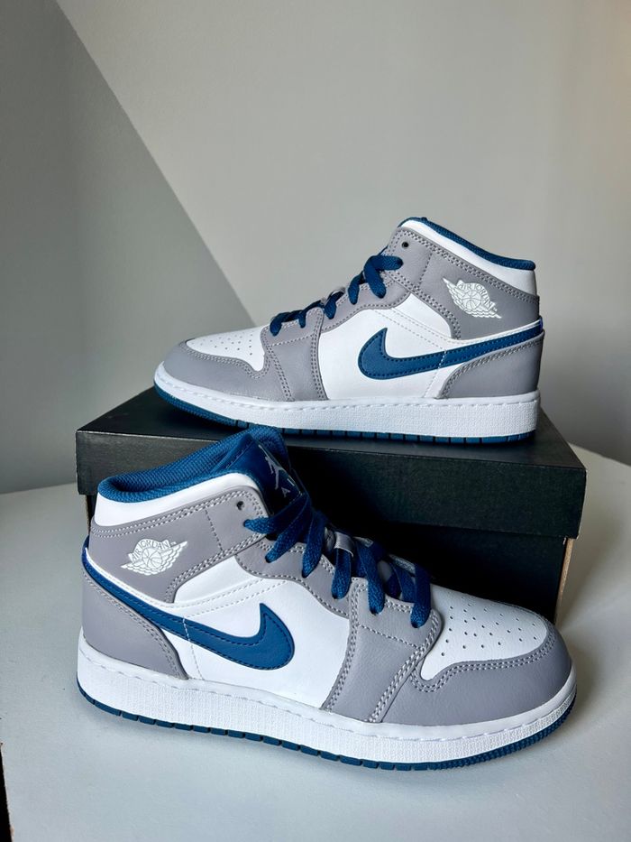 Nike air Jordan 1 Mid true blue gris bleu blanc 38 - photo numéro 3