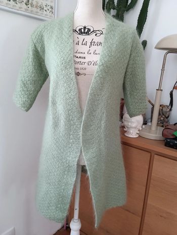Gilet long manches courtes handmade vert pâle