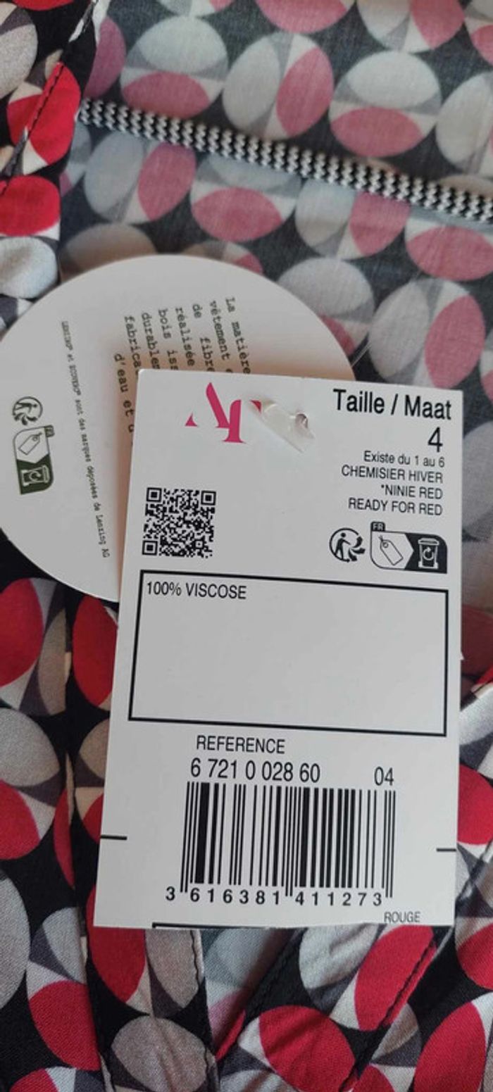 Superbe chemisier femme Armand Thiery taille 4 viscose EcoVero imprimé graphique neuve - photo numéro 9