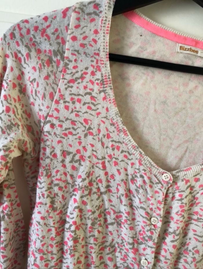 Gilet taupe/rose/écru Bizzbee t.m - photo numéro 2