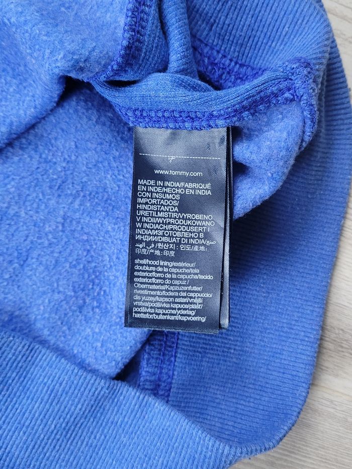 Sweat à capuche Tommy Jeans bleu – Logo TJ – Taille S/M - photo numéro 8