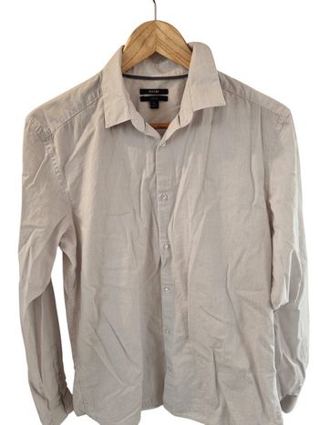 Chemise blanche manches longues rayures verticales grises