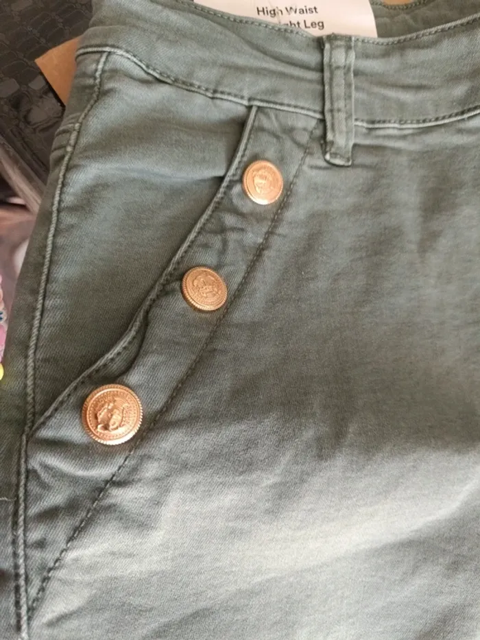 Short matière jeans elastanne kaki - photo numéro 4
